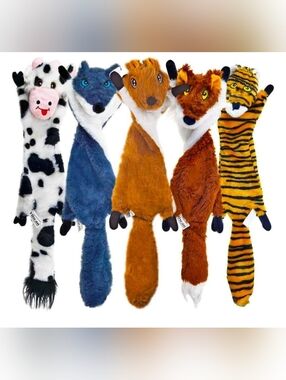 Set Of 5 Plush Animal Dog Toys